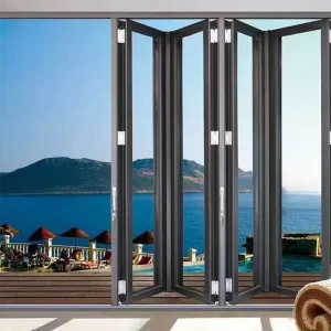 High Quality Modern Design Waterproof Foldable Double Glass Aluminum Alloy Entry Folding Door for Professional House Projects