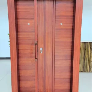 High-Quality Solid Wood Log Cabin Entrance Door with Simple Modern Design