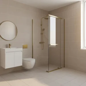High Quality Square Tempered Glass Sliding Shower Door with Brushed Frame Waterproof Factory Direct