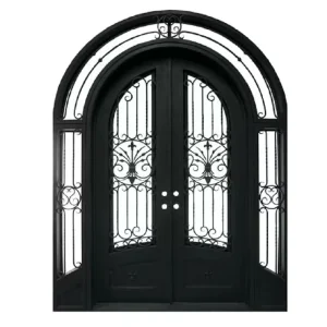 High-Security Wrought Iron Front Door with Sidelight