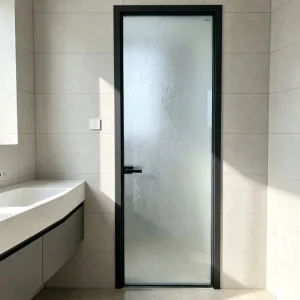 High Strength Slim Frame Aluminum Swing Door Silent Waterproof Anti mold Oil sand Hollow Glass Door Minimalist Bathroom Hotel