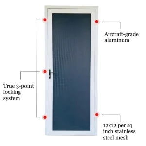 High-Tensile Impact-Resistant Manual Security Screen Door with 316 Stainless Steel Mesh for Villa Front Entrance