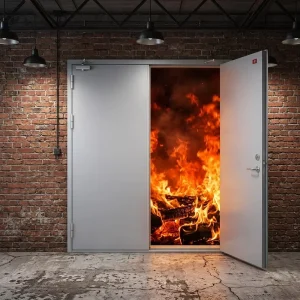 Hollow Metal Fire Door Galvanized Steel Frame Insulated Core with Door Closer for Commercial Stairwell Hotel Corridor