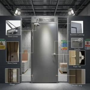 Hollow Metal Fireproof Steel Door, 180-Minute Fire Rating, UL-Certified