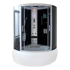 Home Bathroom Integrated Shower Room Bathtub Polished Aluminum Sliding Door Arc Basin Acrylic Tray Steam Soaking