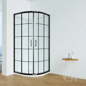 Home & Hotel Use Quadrant Curved Glass Sliding Shower Door with Polished Aluminium Frame Leak Proof