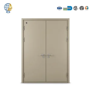 Hospital-Grade Seal Beige Fire-Rated Double-Leaf Steel Door for Medical Center Hallway Custom OEM