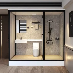 Hotel Apartment One-Line Bathroom Sliding Door Aluminum Frame Shower Room Accessory with 8mm Tempered Glass Partition