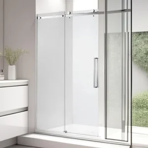 Hotel Apartment Villa Soft Close Bathroom Tempered Glass 8mm Frameless Brushed Shower Room Screen Modern Design Sliding Glass