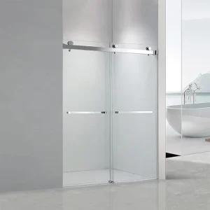 Hotel Bathroom Double Sliding Frameless Shower Door with Tempered Glass Shower Enclosure