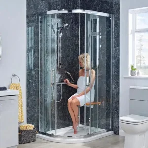 Hotel Bathroom Glass Corner Entry Quadrant Shower Enclosure Door
