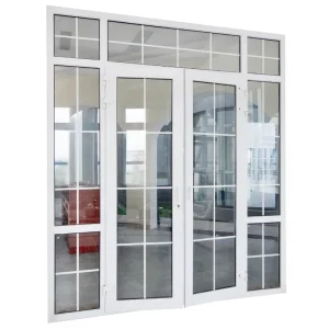 Hotel Entrance Double-Leaf Door with Grill Design