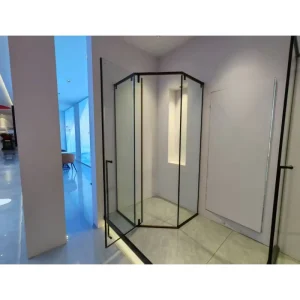 Hotel Home Bathroom Pivot Shower Door with Tempered Glass and Aluminum Frame