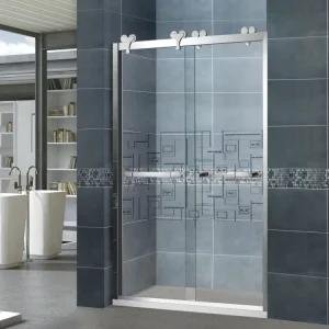Hotel Project 304 Stainless Steel Frame Hanging Wheel Double Sliding Shower Door