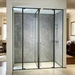 Hotel Project T-Type 180-Degree Pivot Open Shower Room with 304 Stainless Steel Tempered Glass Shower Enclosure Manufacturer