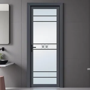 Hotel Room Glass Interior Casement Door With Lock Toilet Door Office Aluminum Frame Swinging Glass Swing Door