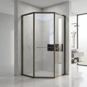 Hotel and Villa Diamond Shower Enclosure with Stainless Steel Sliding Door and Tempered Glass, Custom Size