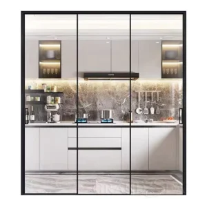 House Interior Design Waterproof Kitchen Aluminum Double Tempered Glass Sliding Doors