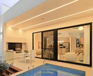 House Swimming Pool Entrance Sliding Door NFRC America Standard Aluminium Front Entry Glass Door