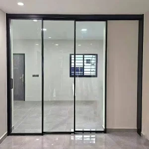 Household Aluminum Alloy Frame Frosted Glass Sliding Door Anti-Rust Space-Saving for Living Room Bathroom
