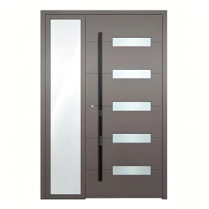 Hurricane Impact Matte Black Corrosion-Resistant Impact Panel Weatherproof Door with Transom Window