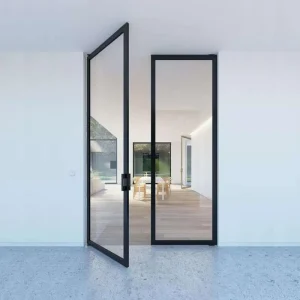 Hurricane-Proof Commercial Aluminum French Hinged Swing Door, Miami-Dade Tested, Windproof Glass Door