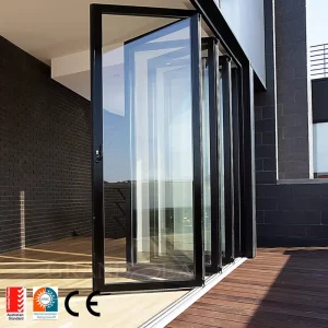 Hurricane Proof Luxury Tempered Double Glass Sliding Aluminum Bi Fold Exterior Accordion Doors Folding