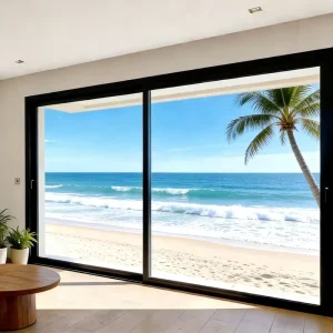 Hurricane-Proof Thermal Break Aluminum Glass Sliding Doors Narrow Frame for Residential Apartments