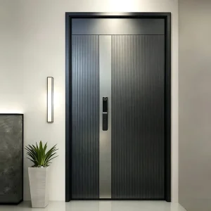 Hurricane-Resistant Solid Cast Aluminum Entrance Door Reinforced Thick Frame for Coastal Villa Front Entry Gate