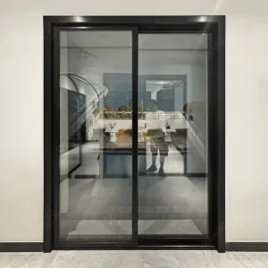 Indoor Aluminum Alloy Frame Double-Layer Tempered Glass Sliding Door for Kitchen