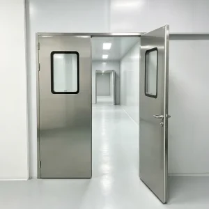 Industrial Clean Room Swing Door 304SS Circular Porthole Window Easy Sanitize Food Pharma Lab Factory
