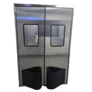 Industrial Stainless Steel Double Swing Door, Self-Closing, Impact-Resistant Bulletproof Design for Hospital Use