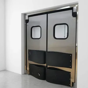 Industrial Stainless Steel Double Swing Door with Window, Traffic-Free, for Cold Room