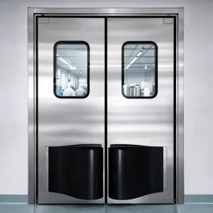 Industrial Stainless Steel Double Swing Impact-Resistant Traffic Door for Factory and Warehouse Access
