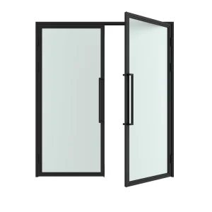 Industrial Steel Interior Double Hinged Glass Barn Door Folding Sliding Door 40mm Thick