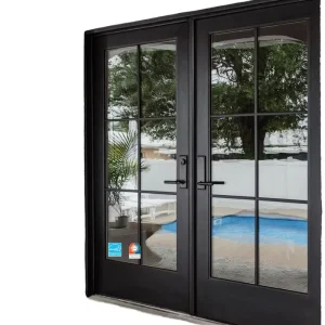 Industrial Style Black Aluminum Frame Swing Door, Waterproof, for Villa, Loft and Apartment