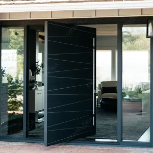 Insert Cast Aluminum Front Door Anti-Rust Residential Security Entrance Gate Pivot Door for Villa House