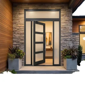 Insulated Aluminum Alloy Exterior Entry Swing Door with Sound and Heat Insulation for Villa Entrance