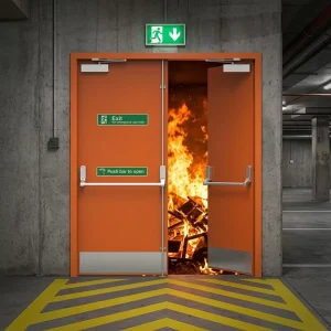 Insulated Smoke Sealing Steel Fire Door Modern Style Fire Safety Metal Door for Apartment Public Walkway