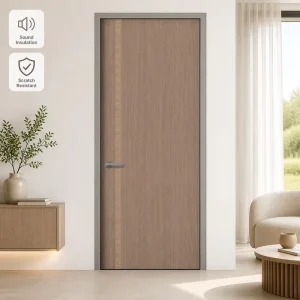 Interior Aluminum Frame Wood Door, Melamine-Faced Board and MDF, Paint-Free, for Commercial Projects and Villas