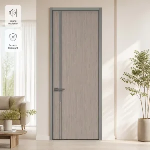 Interior Aluminum Frame Wood Door with Melamine-Faced Board and Sound Insulation for Apartment and Project Use