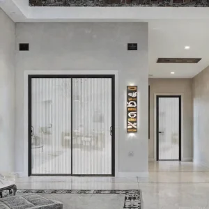 Interior Aluminum Glass Sliding Door with Extreme Narrow Edge Frame and Sensors