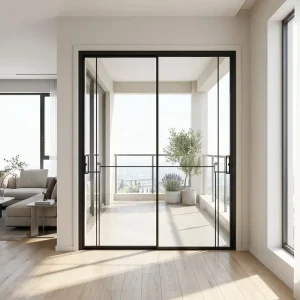 Interior Aluminum Glass Sliding Door with Extreme Narrow Edge and Window and Door Sensors