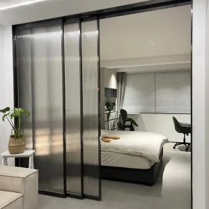 Interior Aluminum Sliding Door with Double Tempered Glass for House Partition
