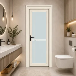 Interior Aluminum Swing Bathroom Door with Privacy Glass