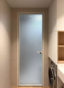 Interior Aluminum Swing Door with Waterproof Privacy Glass for Bathroom, Shower Room, Home and Hotel