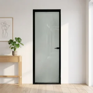 Interior Aluminum Tempered Glass PVC Waterproof Swing Door for Bedroom, Bathroom, Hotel