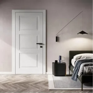 Interior Bedroom Door 3 Panel White Primed Solid Core Wood Smooth Surface