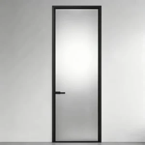 Interior Double Leaf Narrow Frame Tempered Glass Swing Door with Soundproofing for Living Room Divider