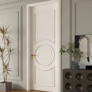 Interior French Retro Solid Wood White Single Door for Bedroom, Dressing Room, or Living Room